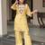 Yellow color franch crepe fabric designer embroidery work partywear suit