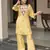 Yellow color franch crepe fabric designer embroidery work partywear suit