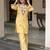 Yellow color franch crepe fabric designer embroidery work partywear suit