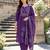 Purple color muslin fabric hand printed partywear suit