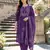 Purple color muslin fabric hand printed partywear suit