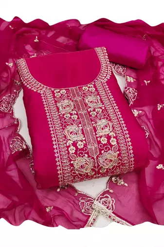 Pink color viscose satin fabric designer ceremonial suit