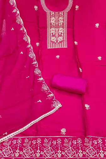 Pink color viscose satin fabric designer ceremonial suit