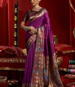 Purple woven paithani silk saree with blouse