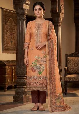 Rust color ethnic partywear salwar kameez for ceremonial looks 1
