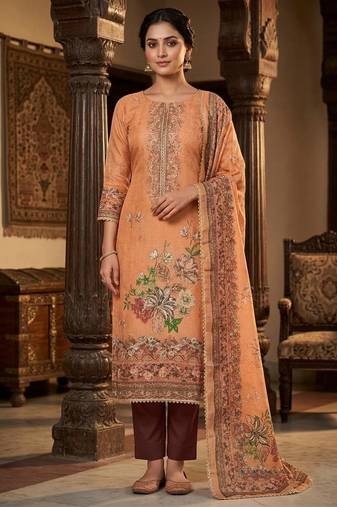 Rust color ethnic partywear salwar kameez for ceremonial looks