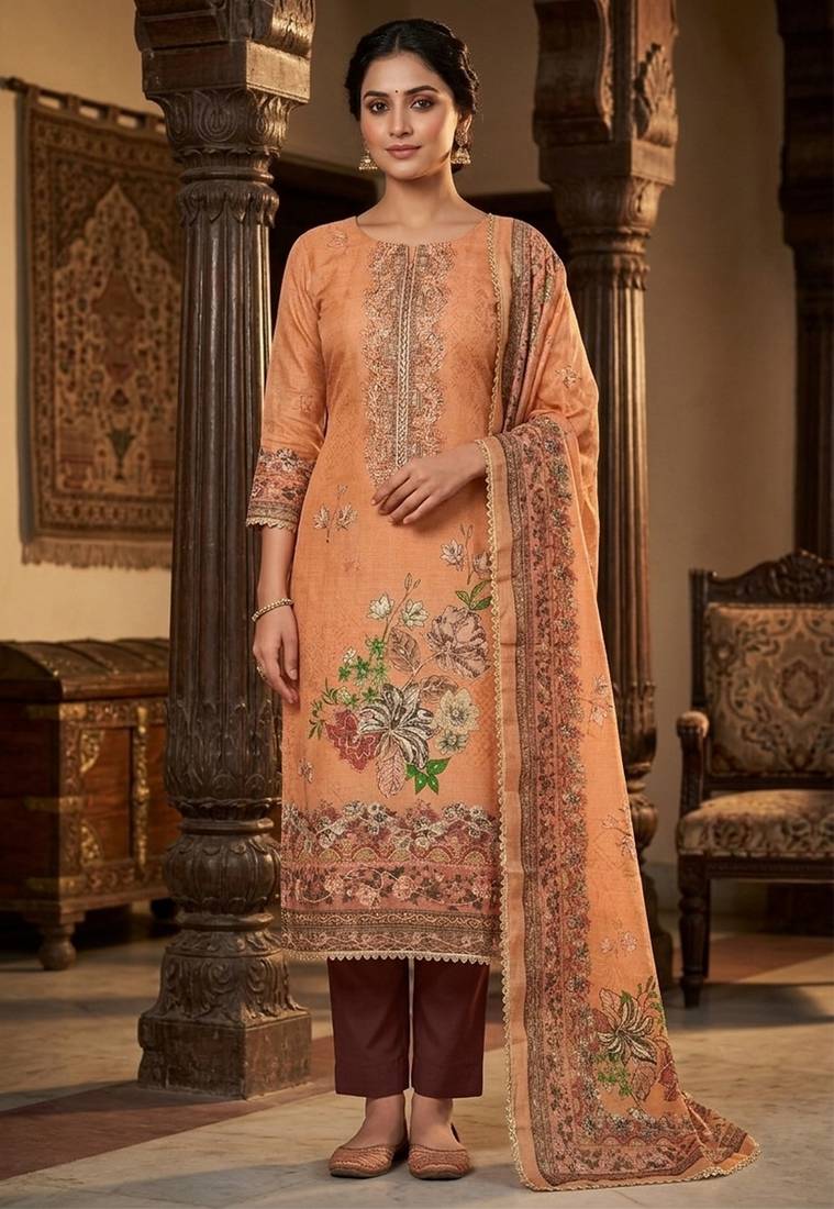 Rust color ethnic partywear salwar kameez for ceremonial looks