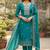 Sea green color viscose satin fabric designer ceremonial suit