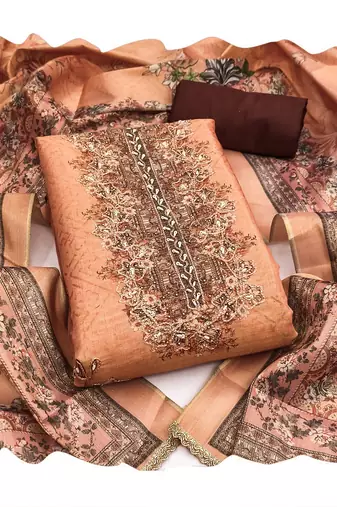 Rust color ethnic partywear salwar kameez for ceremonial looks
