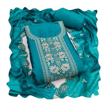 Sea green color viscose satin fabric designer ceremonial suit 2