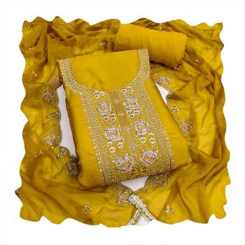 Yellow color viscose satin fabric designer ceremonial suit 2