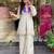 Elegant off-white embroidered kurti set with purple yoke design
