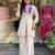 Elegant off-white embroidered kurti set with purple yoke design