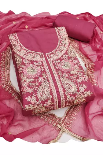 Pink color cotton fabric designer ceremonial suit