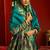 Teal green woven paithani silk saree with blouse