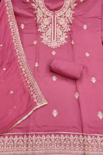 Pink color cotton fabric designer ceremonial suit