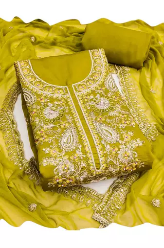 Mustard color cotton fabric designer ceremonial suit