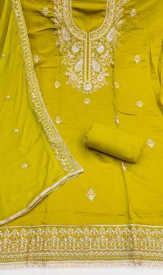 Mustard color cotton fabric designer ceremonial suit 3