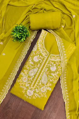 Mustard color cotton fabric designer ceremonial suit