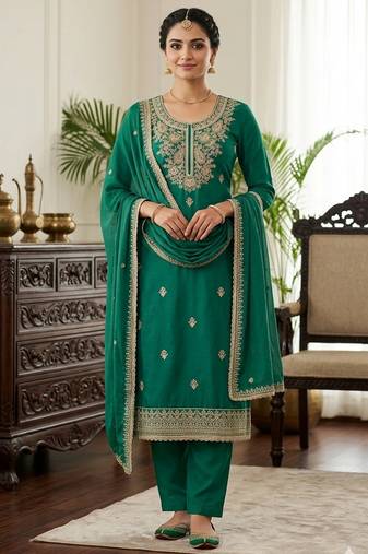 Rama color cotton fabric designer ceremonial suit