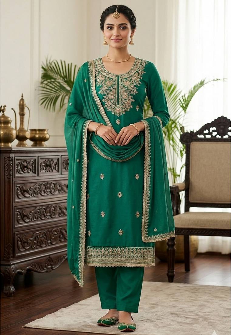 Rama color cotton fabric designer ceremonial suit