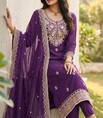 Purple color cotton fabric designer ceremonial suit