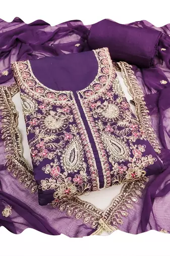 Purple color cotton fabric designer ceremonial suit