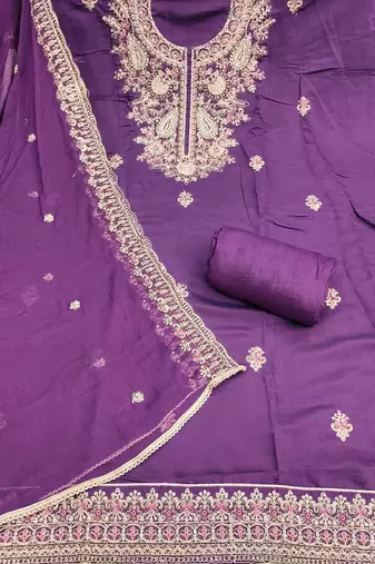 Purple color cotton fabric designer ceremonial suit