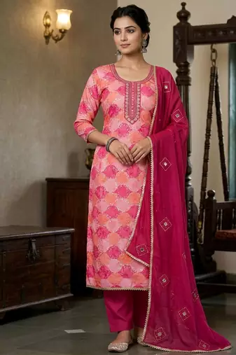 Magenta color maslin fabric stylish partywear salwar kameez