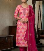 Magenta color maslin fabric stylish partywear salwar kameez