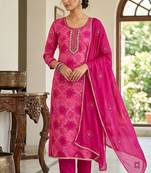Pink color maslin fabric stylish partywear salwar kameez