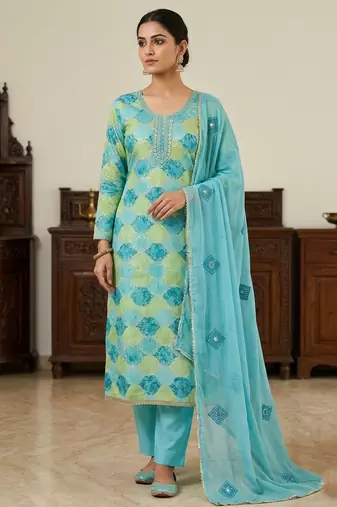 Sea green color maslin fabric stylish partywear salwar kameez