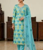 Sea green color maslin fabric stylish partywear salwar kameez
