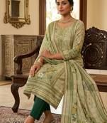 Green color ethnic partywear salwar kameez for ceremonial looks