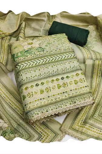 Green color ethnic partywear salwar kameez for ceremonial looks