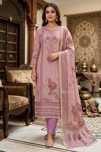Purple color ethnic partywear salwar kameez for ceremonial looks