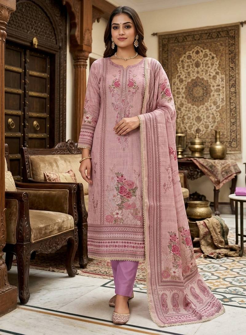 Purple color ethnic partywear salwar kameez for ceremonial looks