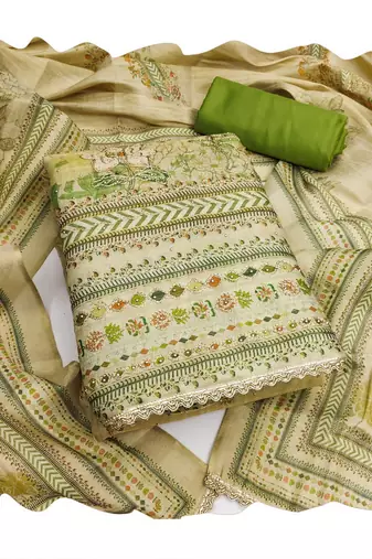 Beige color ethnic partywear salwar kameez for ceremonial looks