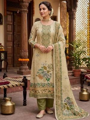 Pista color ethnic partywear salwar kameez for ceremonial looks 1