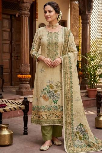Pista color ethnic partywear salwar kameez for ceremonial looks