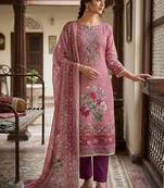 Purple color ethnic partywear salwar kameez for ceremonial looks
