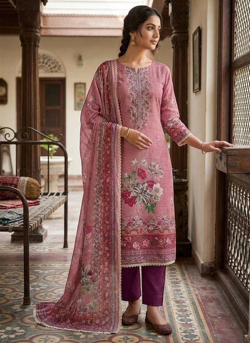 Purple color ethnic partywear salwar kameez for ceremonial looks