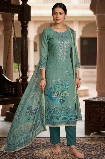 Blue color ethnic partywear salwar kameez for ceremonial looks
