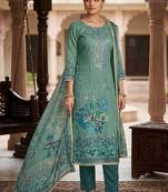 Blue color ethnic partywear salwar kameez for ceremonial looks
