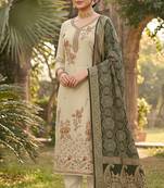 Peach color beautiful printed with hand work cotton silk fabric salwar kameez