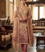 Beige color beautiful printed with hand work simmer cotton fabric salwar kameez
