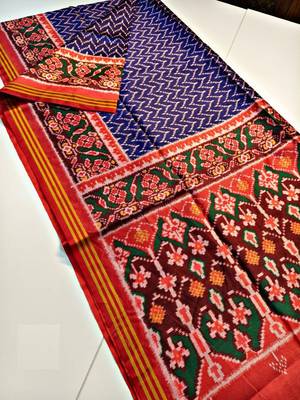 Purple Color Lagadi Patta and weaved zari border Work Silk Patola Saree 2