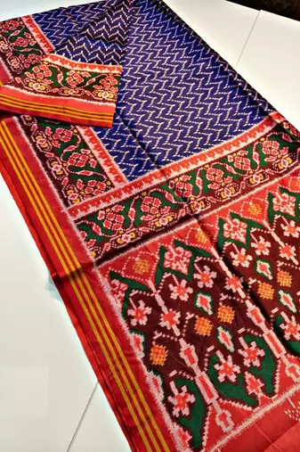Purple Color Lagadi Patta and weaved zari border Work Silk Patola Saree