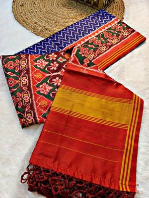 Purple Color Lagadi Patta and weaved zari border Work Silk Patola Saree 3