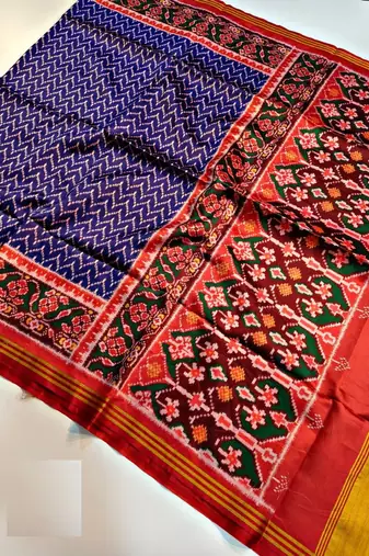 Purple Color Lagadi Patta and weaved zari border Work Silk Patola Saree